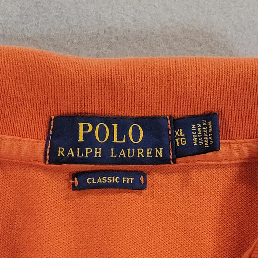 Polo Ralph Lauren Big Pony Polo Shirt Classic Fit #3 Orange Blue Men's XL Cotton